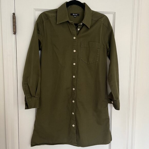 Madewell Mini Shirtdress in Loden Green | Size XXS - Picture 2 of 9